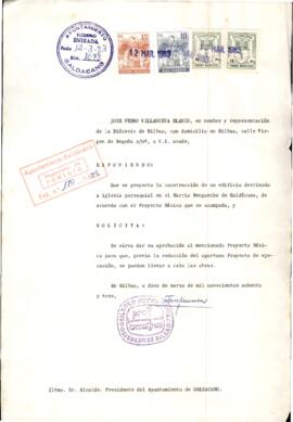 CONSTRUCCION DE EDIFICIO DESTINADO A IGLESIA PARROQUIAL POR PEDRO VILLANUEVA BLANCO EN NOMBRE DE ...