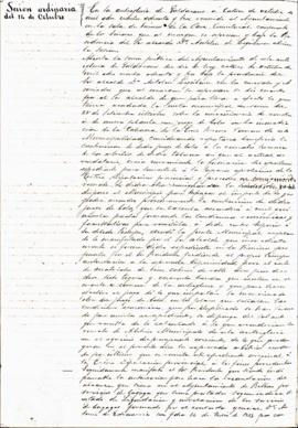 Acta de la sesión ordinaria correspondiente al día 14 de octubre de 1883